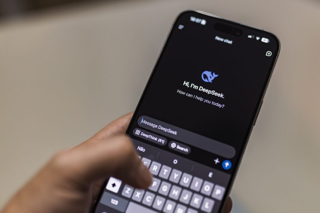 Smartphone showcasing AI chatbot interface