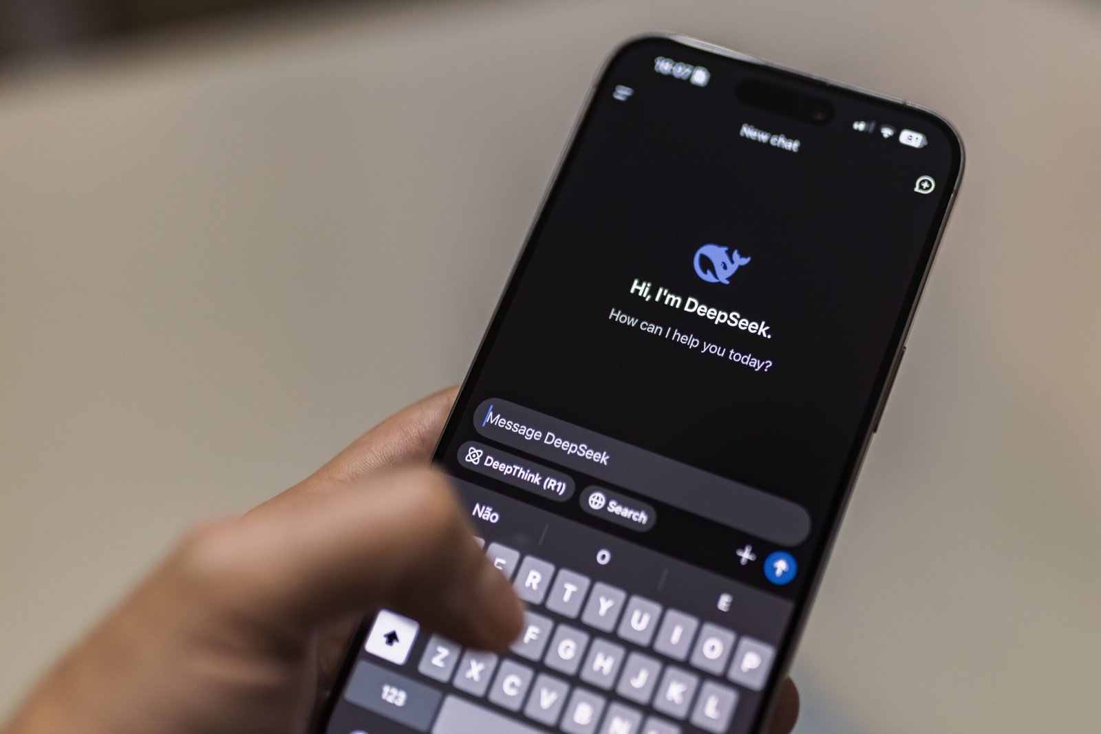 Smartphone showcasing AI chatbot interface