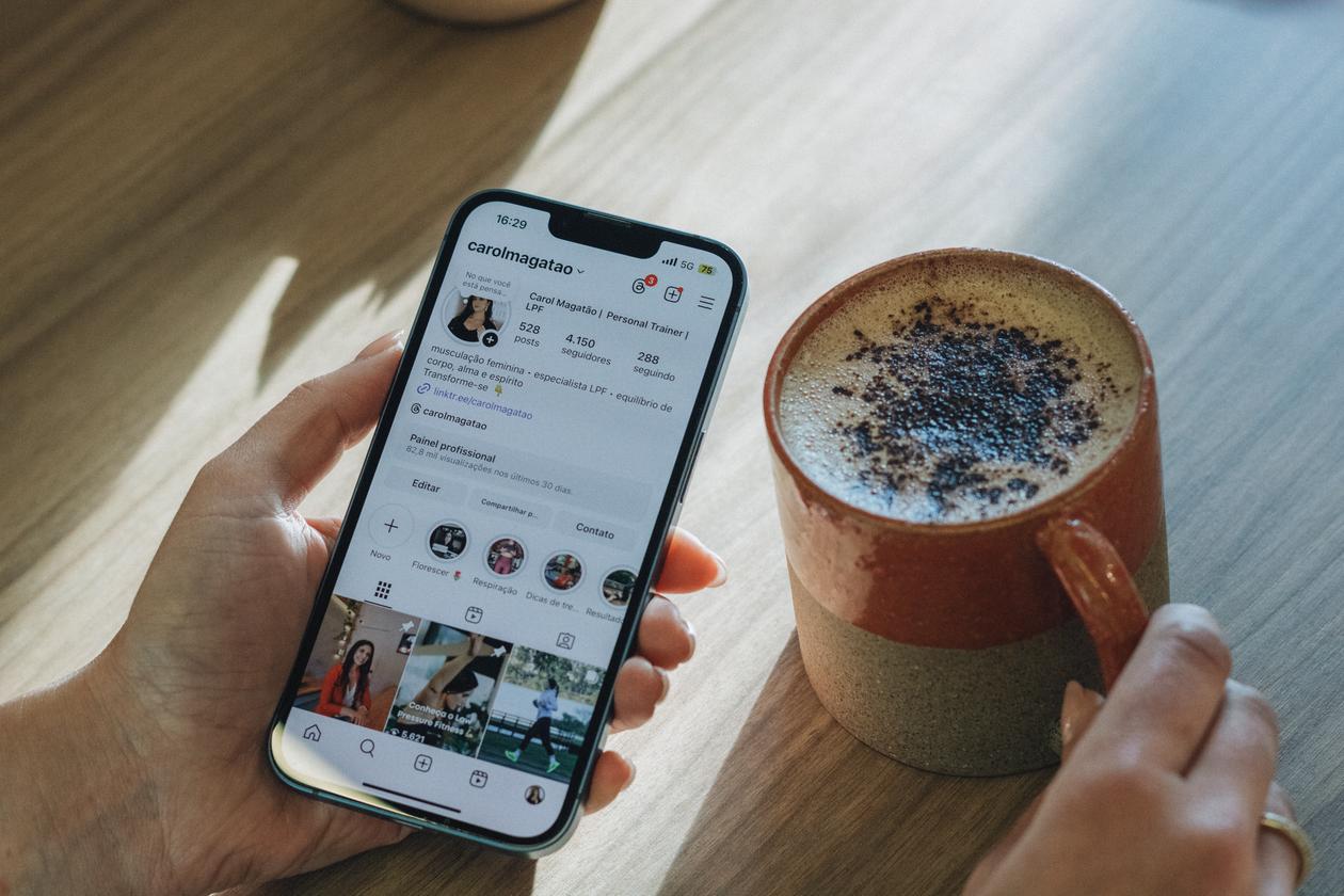 Smartphone showing an Instagram profile being reviewed before an influencer collaboration
